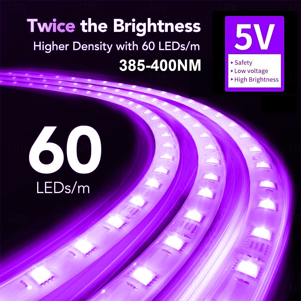 УФ сверхвысокая яркость USB черная световая лента dc5v 390-400 нм 1-5 м smd 5050 60 светодиодов IP67 водонепроницаемая ультра яркая светодиодная лента подходит для флуоресцентной танцевальной 2025 - $9.99 –P1