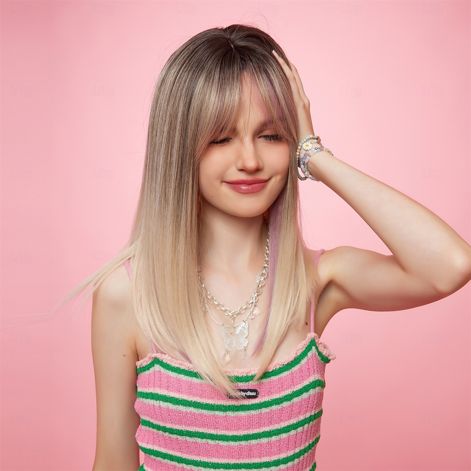 Synthetic Wig Uniforms Career Costumes Princess Curly Wavy Middle Part Layered Haircut Machine Made Wig 22 inch Brown / White Synthetic Hair Women's Cosplay Party Fashion Brown 2026 - $24.99 –P2