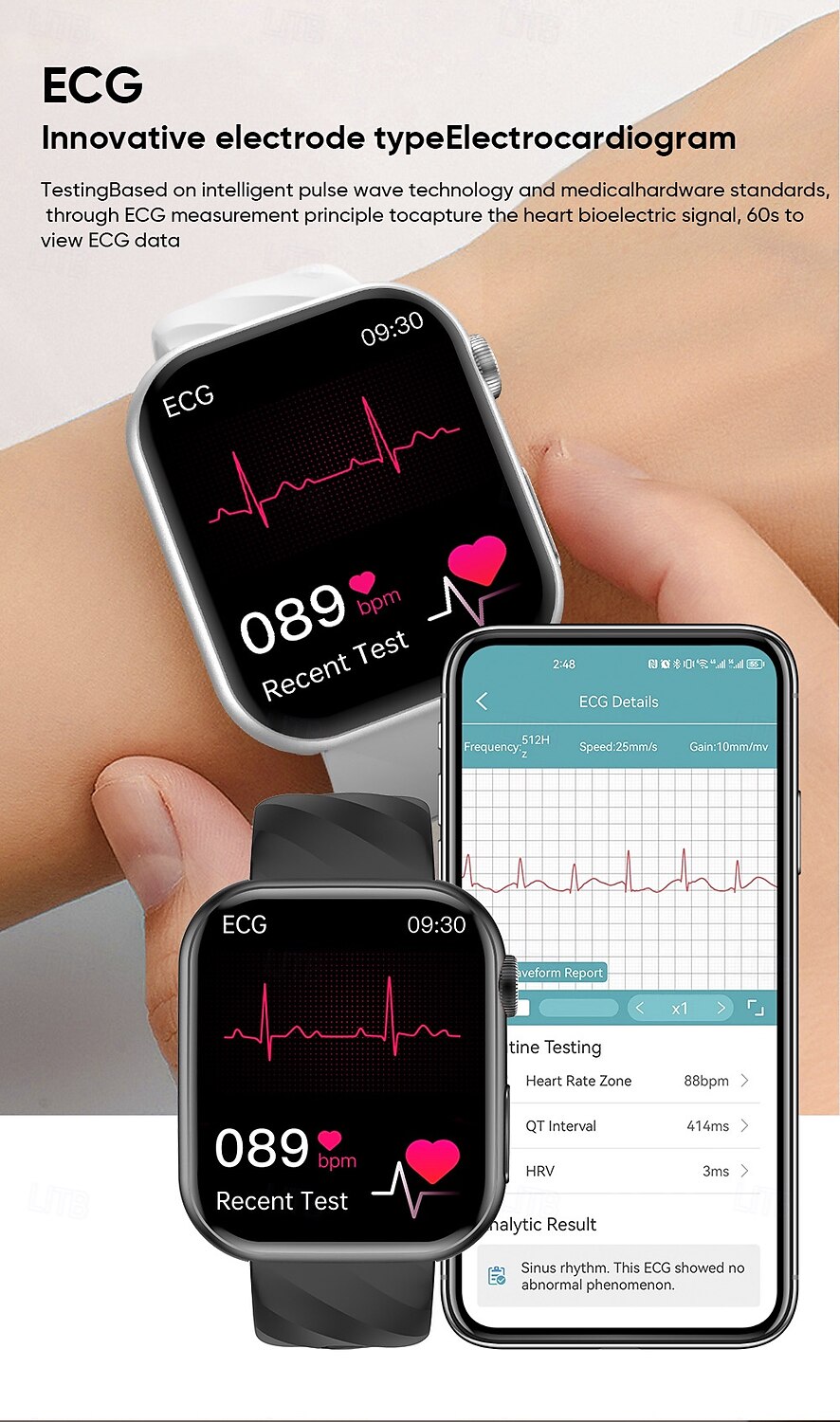 696 MT500 Умные часы 1.97 дюймовый Умный браслет Bluetooth ЭКГ + PPG Контроль температуры Педометр Совместим с Android iOS Мужчины Хендс-фри звонки Напоминание о сообщении Контроль камеры IP 67 2025 - $68.99 –P4