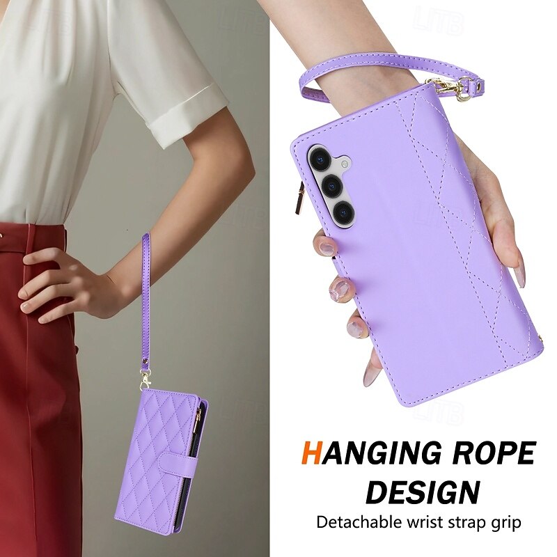 Phone Case For Samsung Galaxy S25 S24 S23 S23 FE S22 S21 Ultra Plus A55 5G A35 5G A25 A15 Wallet Case Magnetic Zipper with Lanyard Retro Geometric Pattern TPU PU Leather 2025 - $21.99 –P8