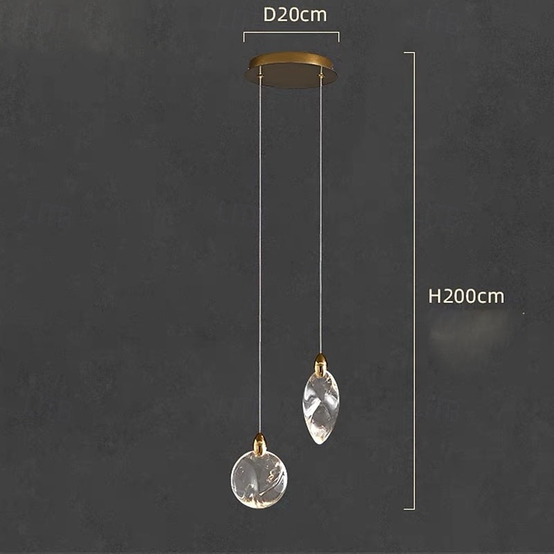 Suspension LED blanc chaud 20 cm 2 lumières industrielles en verre transparent cristal moderne cuisine loft suspension lustre vintage pour îlot de cuisine 110-240 V de 2026 ? $349.99 –P5
