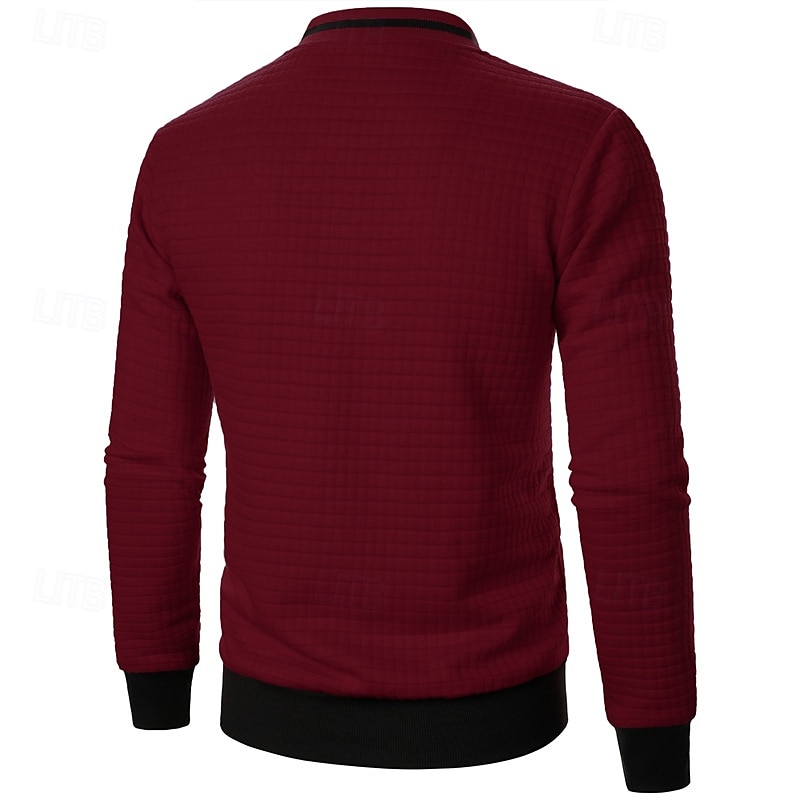 Men's Lightweight Jacket Waffle Jacket Summer Jacket Transition Jacket Vacation Daily Pocket Spring &  Fall Plain Fashion Classic Standing Collar Regular Black White Wine Navy Blue Khaki Jacket 2025 - $22.99 –P18