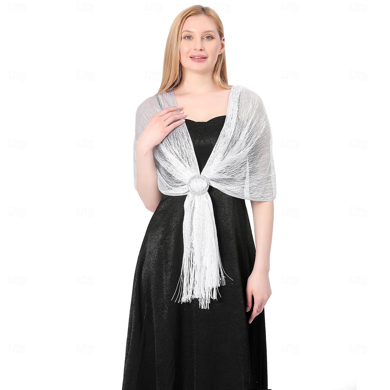 châle en soie or et argent avec boucle, groupe de mariée et demoiselle d'honneur, soirée dansante, robe de mariée, robe de soirée, châle pour femme de 2025 ? $22.99 –P25