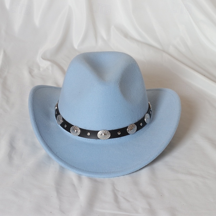 jednolity kolor unisex kowbojski kapelusz punkowy western z dzianinowym filcem 2025 - $18.49 –P9