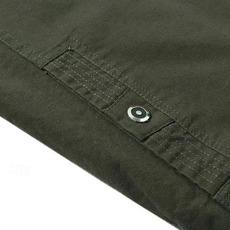 Herren Einsatzjacke übergangsjacke Ausgehen Tasche Ganzjahres Einfach Klassisch Revers Regulär Schwarz Khaki Armeegrün Jacken 2025 - $57.99 –P7