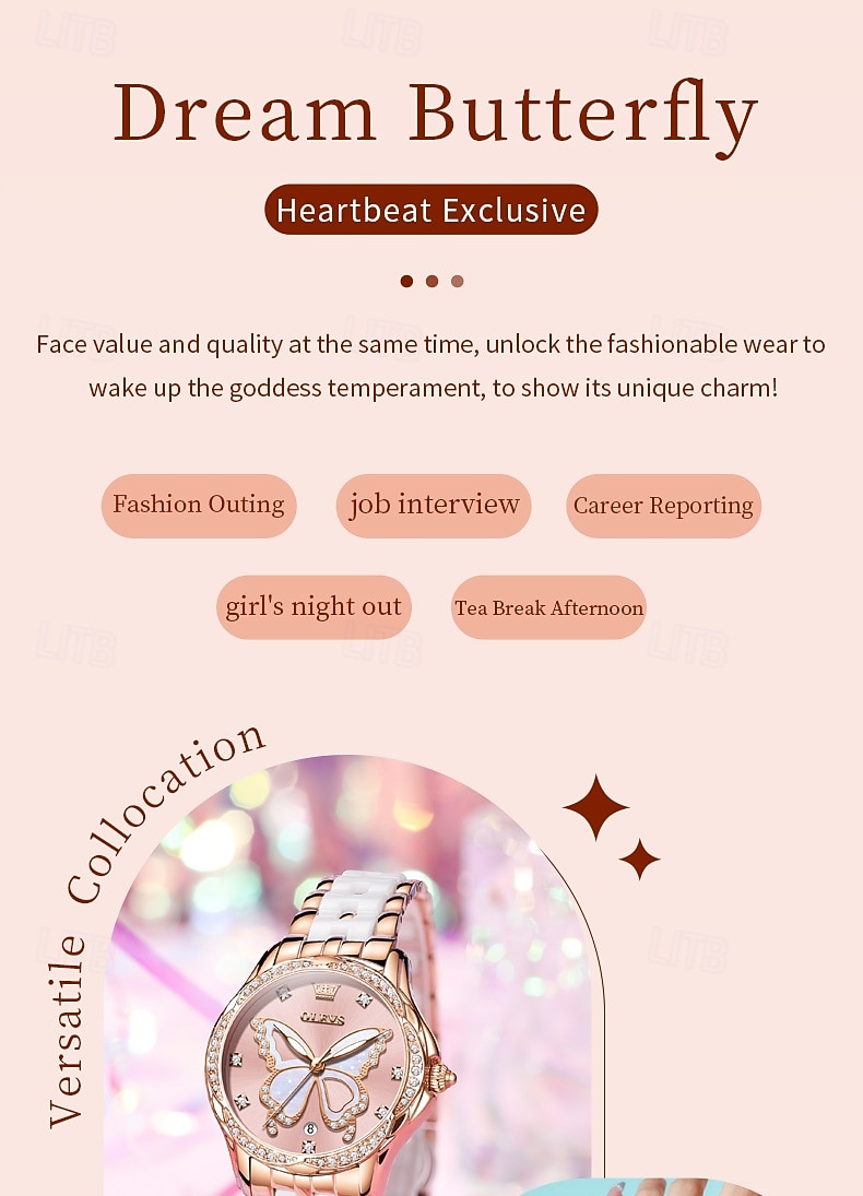 OLEVS 5610 Mother's Day Gift for Women's Watches Elegant Fashion Rhinestone Bezel Ceramic Strap Wristwatch Waterproof Luminous Automatic Watch 2026 - $62.99 –P5