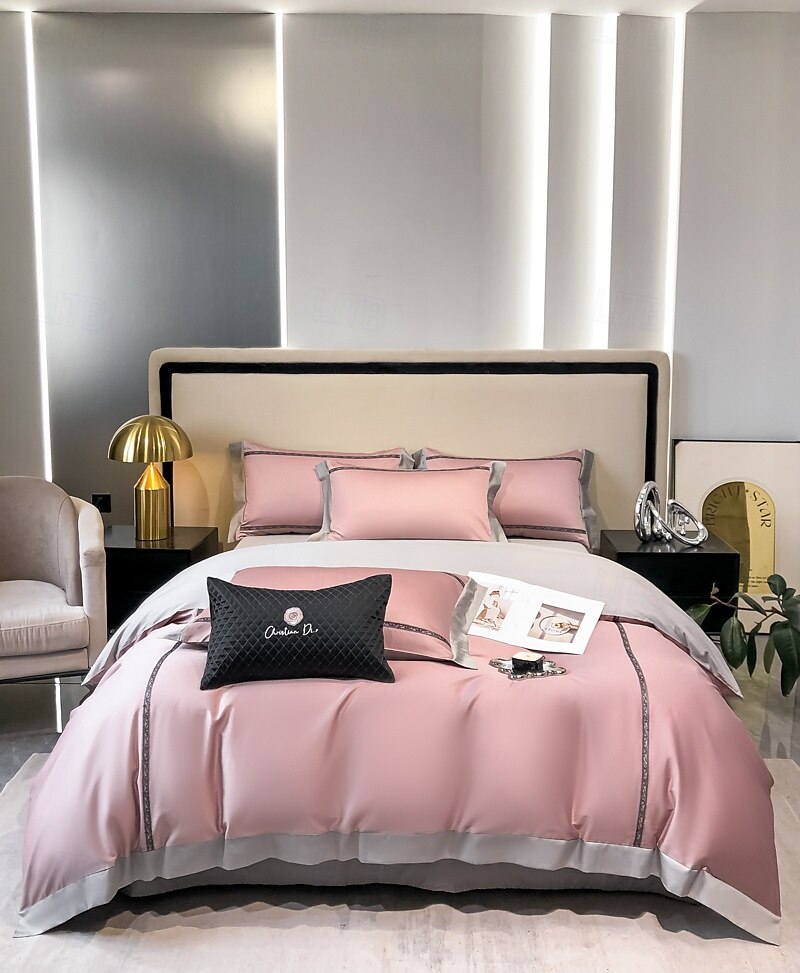 Conjunto de cama com capa de edredom de 4 peças, 100% algodão orgânico, tecido macio e respirável, inclui capa de edredom e fronhas para um sono confortável de 2025 por $150.99 –P1