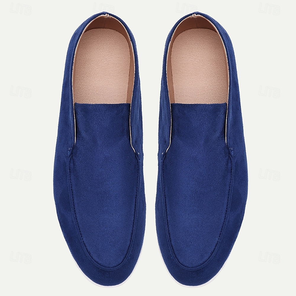 mocassini slip-on da uomo in finta pelle scamosciata grigia, scarpe casual minimaliste con suola bianca - calzature versatili e comode per l'uso quotidiano del 2025 a $64.99 –P5