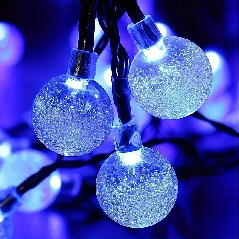 אורות מחרוזת סולארית עבור חוץ 12 מטר 100 led קריסטל אורות גלובוס עם 8 מצבים אורות מחרוזת שמש חיצונית עמיד למים לגינה עץ פטיו מסיבת מסיבת חג המולד קישוט 2025 - $21.99 –P8