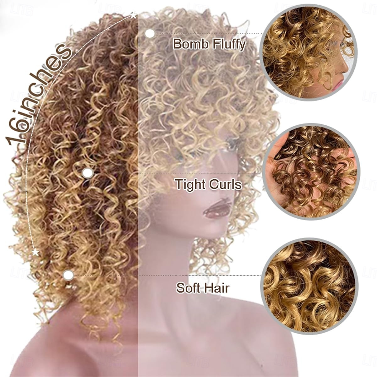 Afro Blonde Curly Wigs for Black Women,Kinky Blonde Wig With Bangs Synthetic Heat Resistant Hair for Daily Use 2026 - $22.99 –P6
