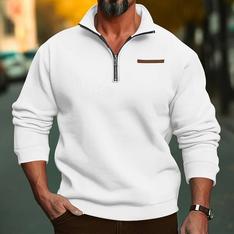 Per uomo Maglia Felpa con zip corta Aalbicocca Nero Bianco Vino Rosso Mezza zip Semplice Sport & Outdoor Quotidiano Ferie Poliestere Streetwear Essenziale Casual Autunno & Inverno Abbigliamento Felpe del 2026 a $28.99 –P1