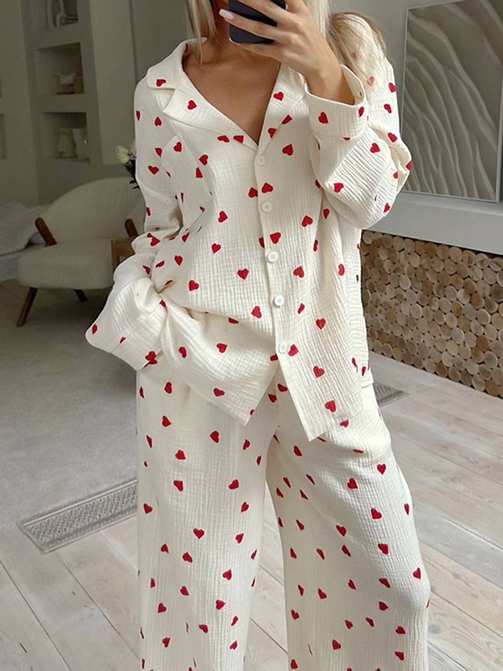 camicie stampate da donna&amp;abiti da notte - cotone grafico casa abiti del 2025 a $41.99 –P6