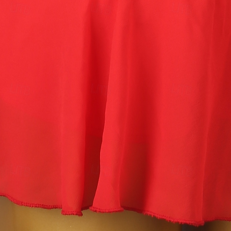 Kunstschaatsjurk Dames Voor meisjes Schaatsen Jurken Waterblauw Rood Zwart / blauw Lapwerk Open achterkant Netstof Spandex Hoge Elasticiteit Opleiding Oefenen Professioneel Kunstschaatskleding 2025 - $169.99 –P9
