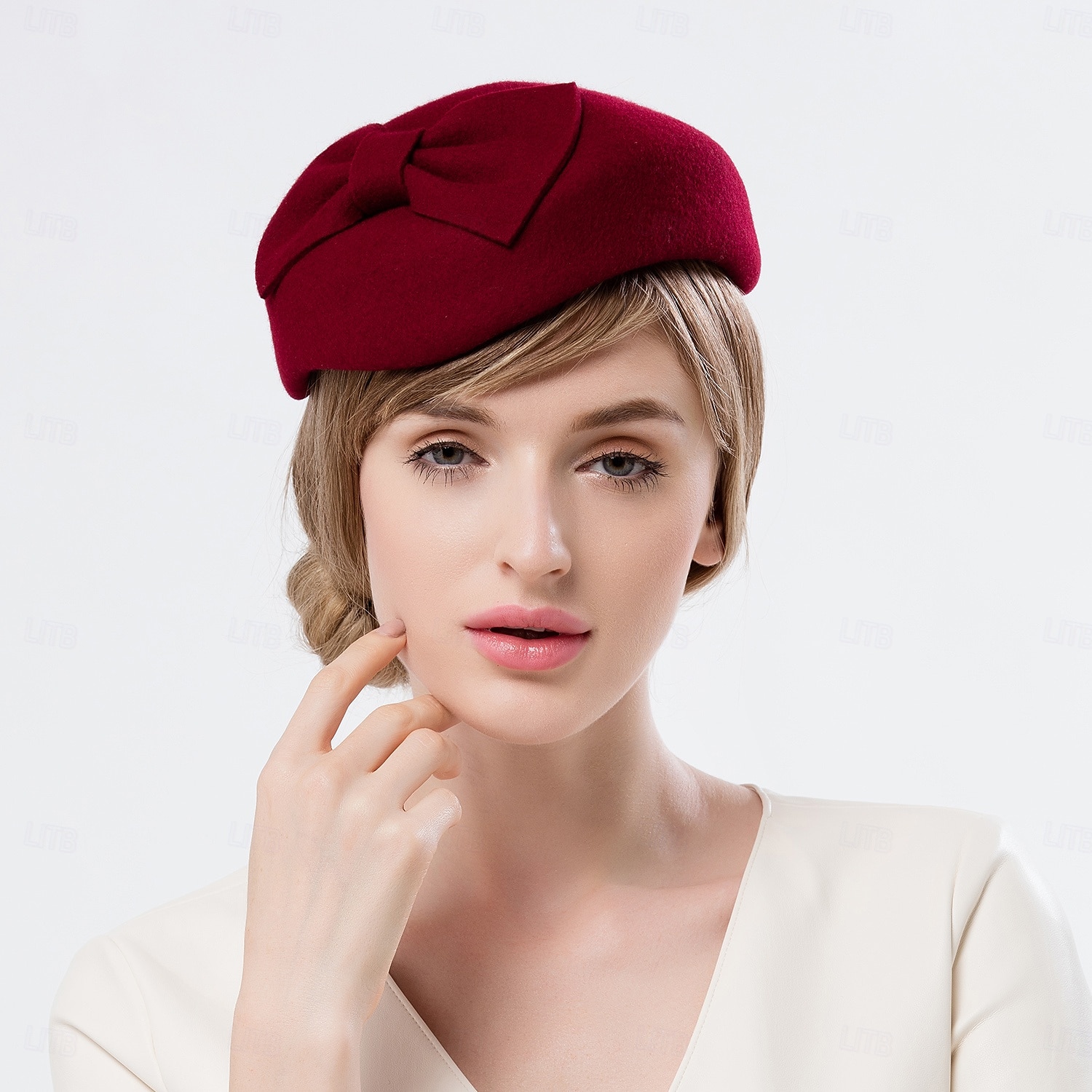 Hats 100% Wool Beret Hat Saucer Hat Wedding Tea Party Elegant Wedding With Bowknot Pure Color Headpiece Headwear 2025 - $39.99 –P4