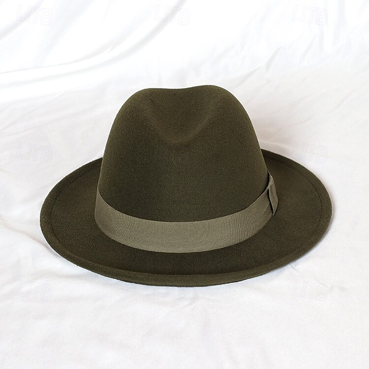 Chapeau Fedora En Feutre Unisexe - Chapeau Haut De Forme Vintage - Taille Réglable M/L - Couleur Unie Pour Toutes Occasions