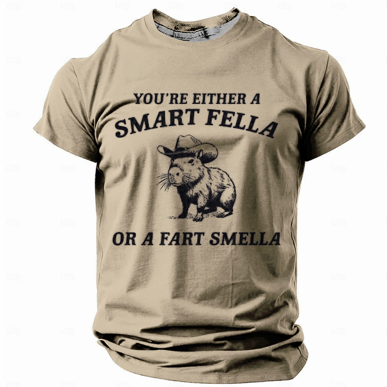 T-Shirt Grafica Divertente per Uomini con Capibara - Gioco di Parole Fella Fart Smella del 2026 a $19.49 –P4