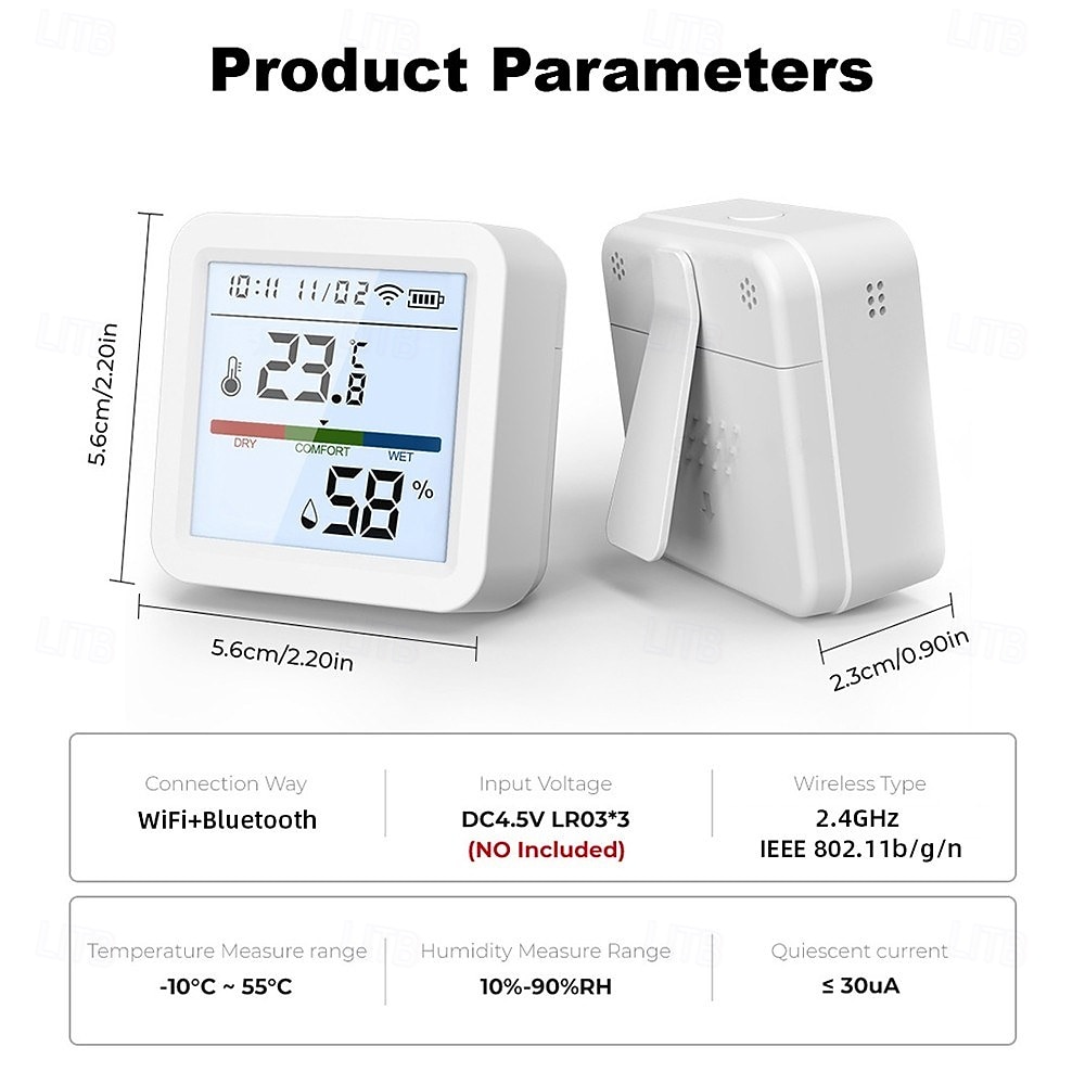termometro igrometro termometro intelligente per la casa lcd retroilluminato con supporto staccabile sensore di umidità della temperatura digitale monitoraggio in tempo reale registrazione zigbee wifi del 2025 a $28.99 –P15