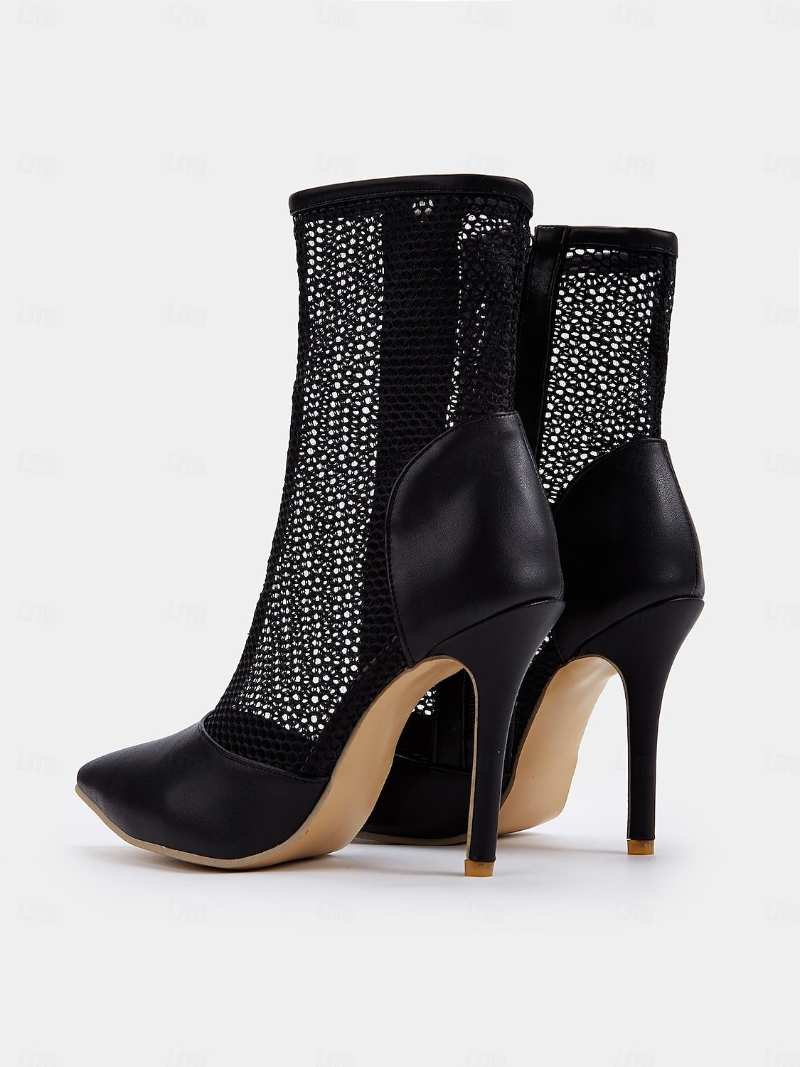 stivaletti da donna in rete nera con punta affilata e chiusura a zip - stivaletti sexy con tacco alto per eventi serali e feste del 2025 a $59.99 –P5