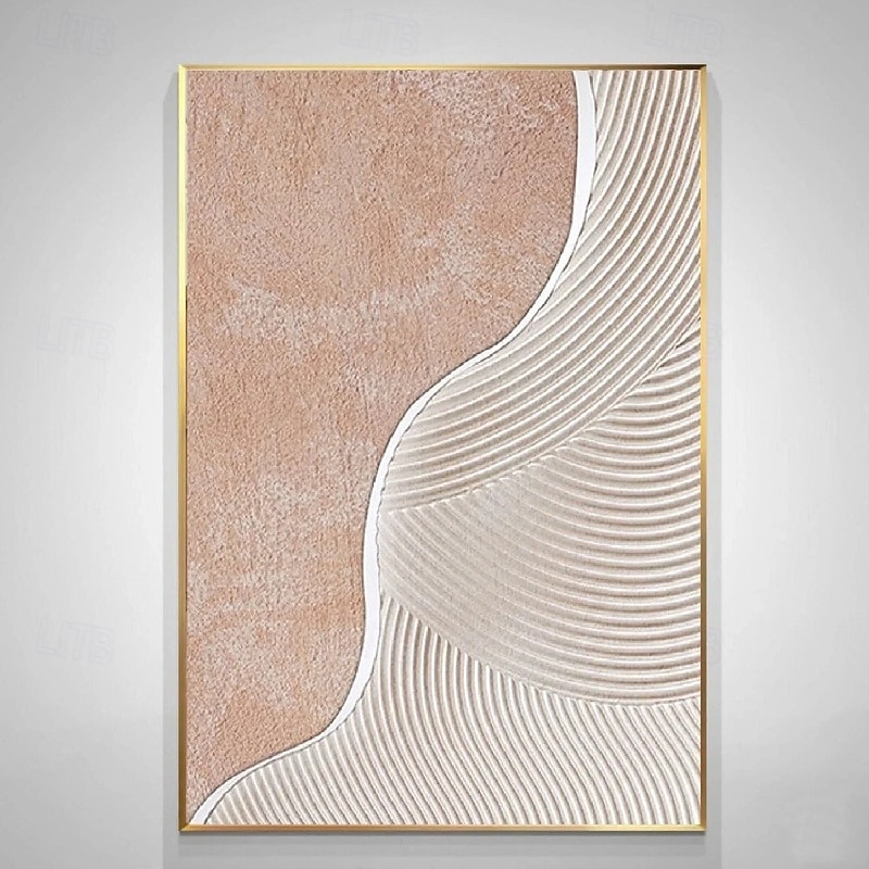 handgemachtes 3D-Ölgemälde mit rosa Welle auf Leinwand, groß, handgemalt, abstrakt, strukturiert, Palettenmesser, Boho-Ölgemälde, Wandkunst, individuelles zeitgenössisches minimalistisches Kunstwerk 2025 - $116.99 –P5