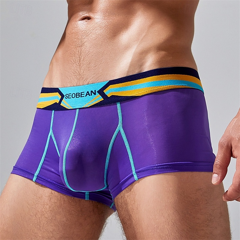 Herren 1 pc Unterwäsche Boxer Boxer-Shorts Nylon Atmungsaktiv Weich Komfortabel Farbblock Buchstabe Mittlere Hüfthöhe Schwarz Weiß 2025 - $10.49 –P7