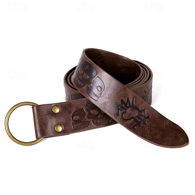 Herren Gürtel Hüftgurt Schwarz Braun PU Aleación Retro Einstellbar Totenkopf Motiv Kürbis Halloween Täglich 2025 - $14.99 –P8