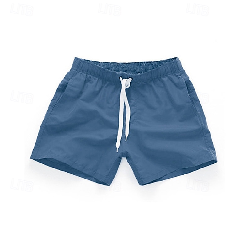 Herre Surfeshorts Badeshorts Snorer Elastisk midje Elastisk snordesign Ensfarget Hurtigtørkende Sport Kort Daglig Ut på byen Strand Gatemote Fritid Svart Hvit Mikroelastisk 2025 - $10.49 –P12