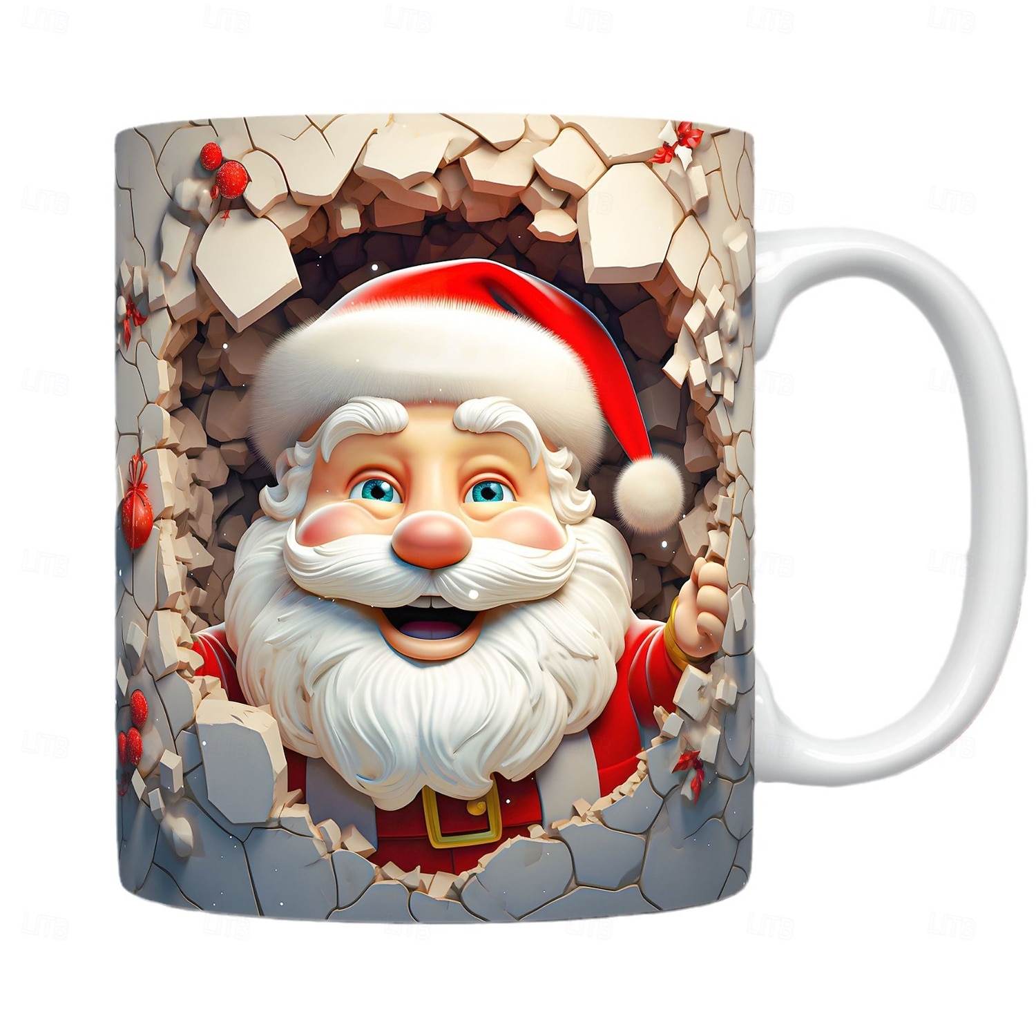julklappsmugg 3d illusion jultomten- keramisk kaffekopp, julklappspresent - festlig och unik 330ml/11.2oz 2025 - $15.99 –P5