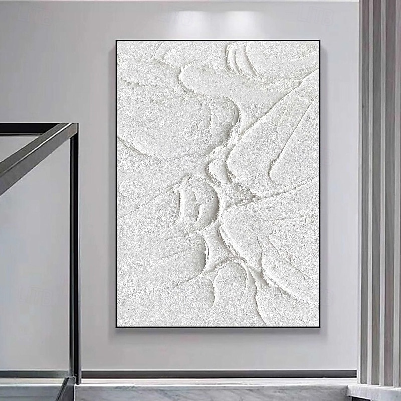 3d wit olieverfschilderij met de hand geschilderd olieverfschilderij met dikke textuur beige wit schilderij op canvas abstract getextureerd olieverfschilderij voor muurkunst schilderij voor woonkamer 2025 - $131.99 –P5
