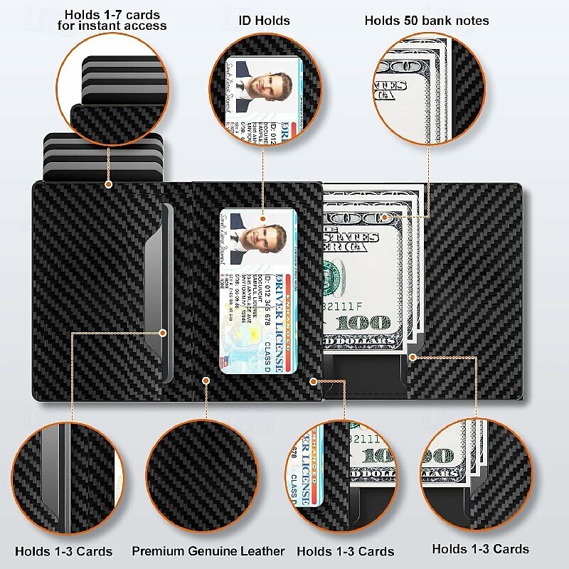 peněženka pro muže držák na kreditní karty rfid blokování vyskakovací pouzdro na karty slim 9-14 kapacita karty id window 2025 - $23.99 –P6