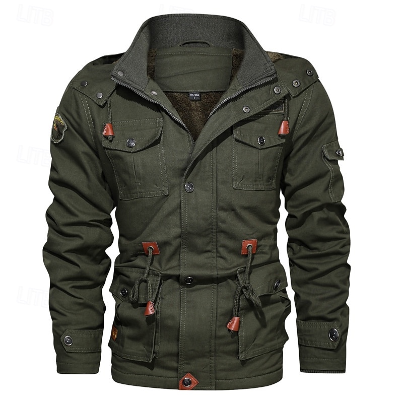 Hombre Chaqueta Softshell Chaqueta para senderismo Invierno Al aire libre Forro Polar Templado Chaqueta cortavientos Viaje Negro Verde Ejército Caqui 2025 - $59.99 –P5
