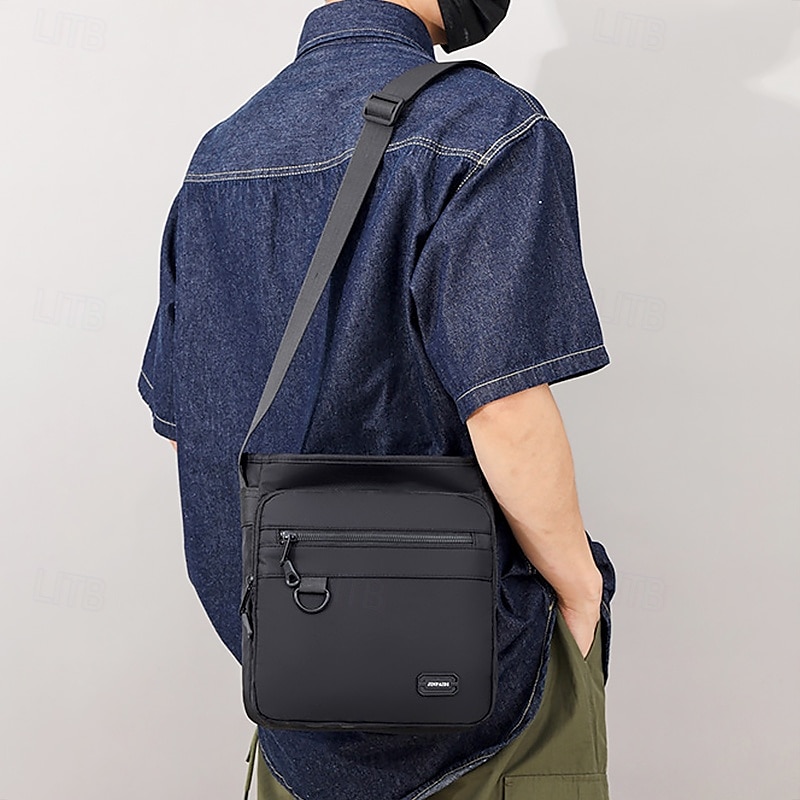 Pánská oxfordská látková crossbody messenger taška s několika kapsami na zip – lehká a voděodolná pro cestování a každodenní použití 2025 - $19.99 –P3