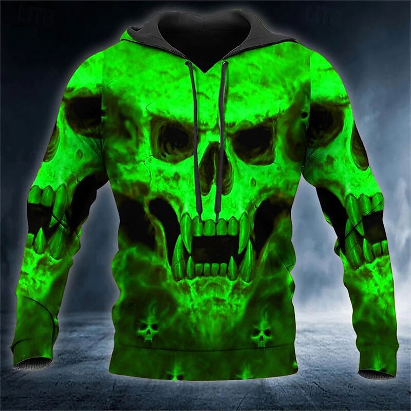 Men's Skull Graphic Prints Hoodie Hoodies Sweatshirt Pullover Hoodie Sweatshirt Long Sleeve Hooded Sweatshirt Hooded Streetwear 3D Print Daily Sports Yellow Red Print Spring & Fall Designer 2025 - $29.99 –P1