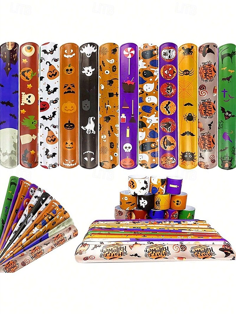 12db halloween pofon karkötő gyerekeknek születésnapi ajándék pattintós karkötő lányoknak fiú játék játék parti parti kedvez iskolai cucc táskák 2025 - $6.49 –P1
