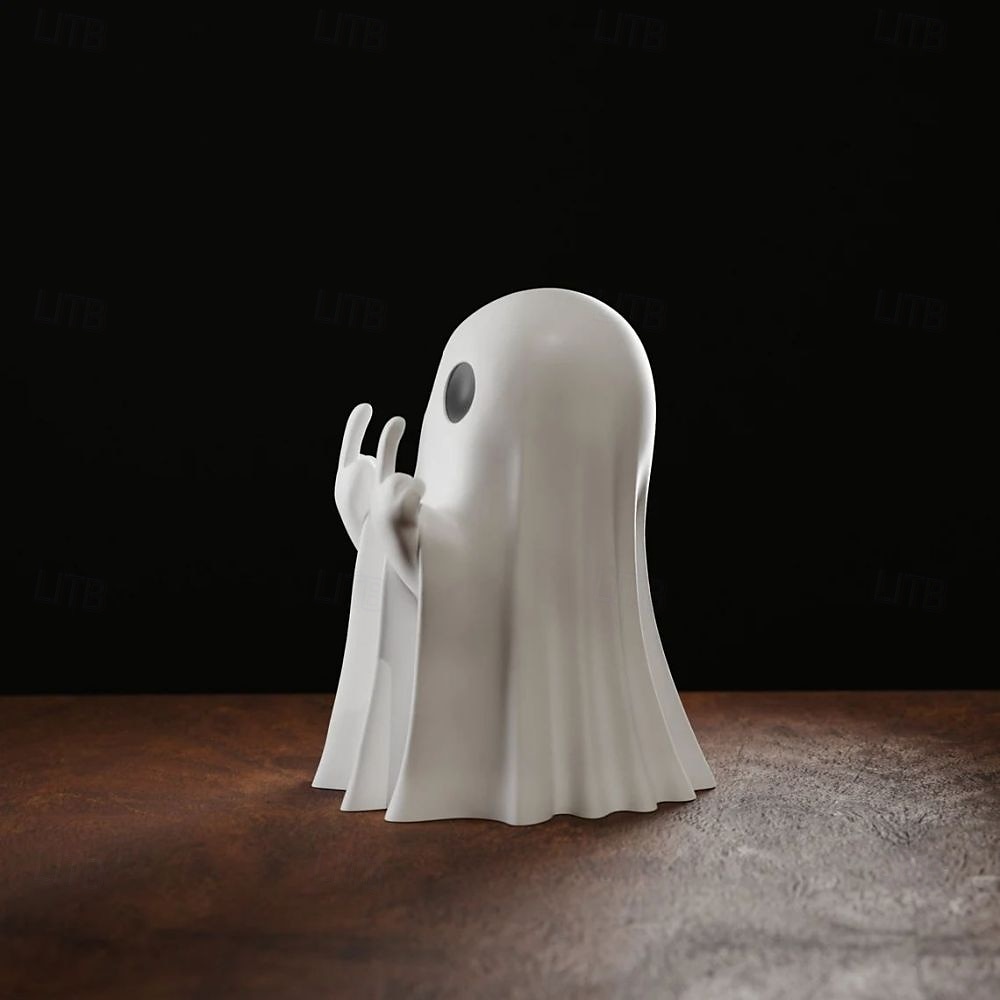 halloween søt spøkelsesfigur - langfinger skummel resin ghost statue, søt spøkelsesdekor for halloween dekorasjoner, veranda og innendørs nifs hjemmeinnredning 10x10x10cm 2025 - $12.49 –P2