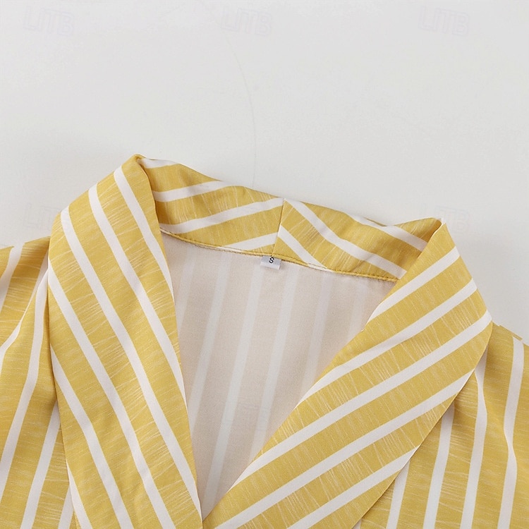 camicie stampate da donna&amp;abiti da notte - abiti da casa a righe in poliestere del 2025 a $43.99 –P15