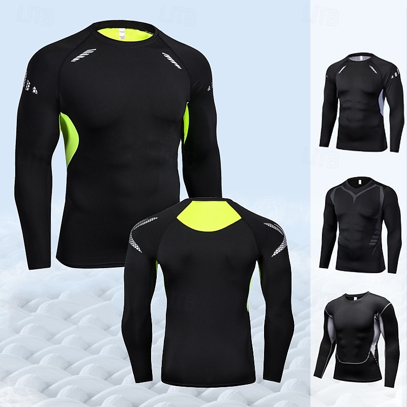 Homens Camisetas Compressão Camisa Atlético camisa de ginástica Camisa Fitness Patchwork Manga Longa Camiseta Casual Roupa Esportiva Outono Respirável Secagem Rápida Alta elasticidade Treino de de 2025 por $12.99 –P1