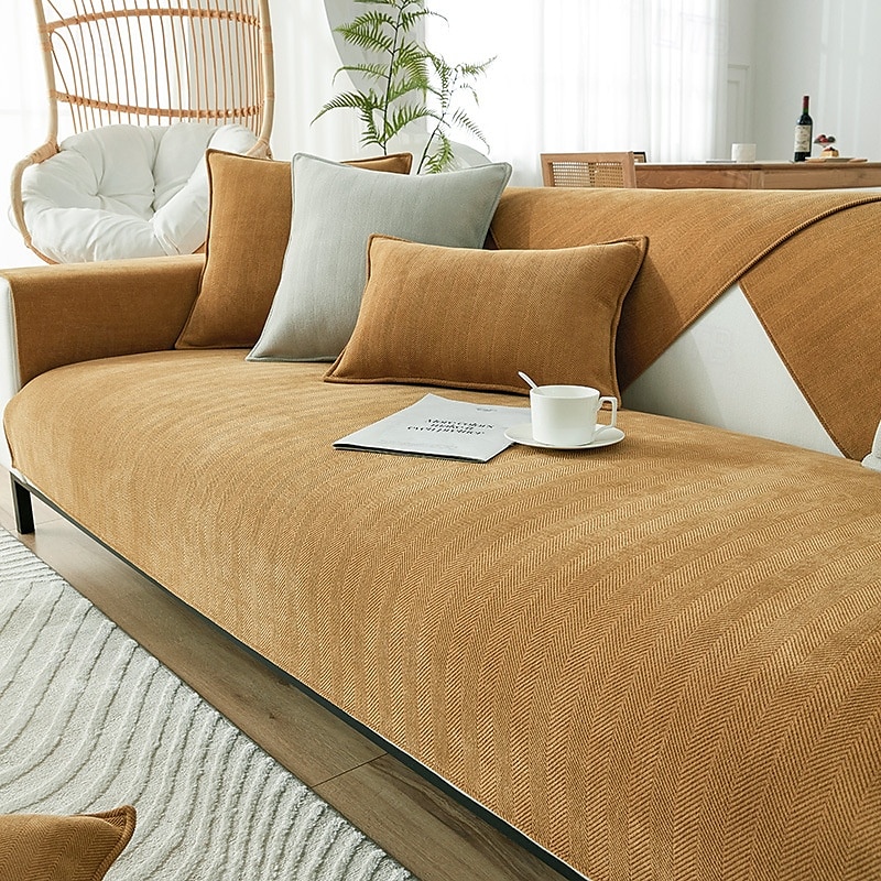 țesătură chenille în oase de pește rezistent la apă  & huse de canapea antifouling - design elegant și durabil - protejează împotriva scurgerilor, petelor și zgârieturilor 2025 - $19.49 –P2