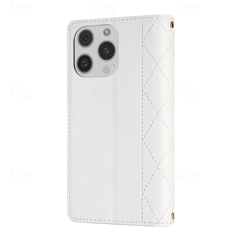 2025年 電話 ケース 用途 iPhone 16 iPhone 15 14 Pro Max Plus iPhone 13 12 11 Pro Max Mini ウォレットカードケース 磁石バックル ジッパ- ストラップ付き レトロ風 幾何学模様 TPU PUレザー コレクション – $24.99 –P13