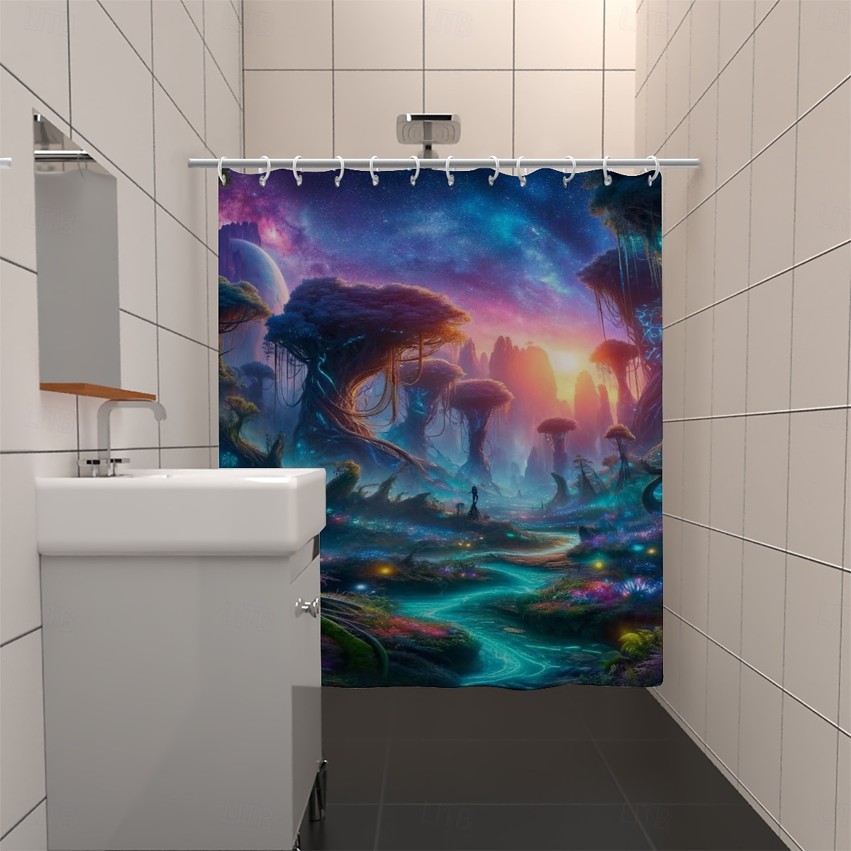 Rideau de douche avec crochets 180cm*180cm(70"*70") polyester lavable imperméable motif paysage peinture à l'huile Van Gogh Arbre de Vie de 2025 ? $19.99 –P12