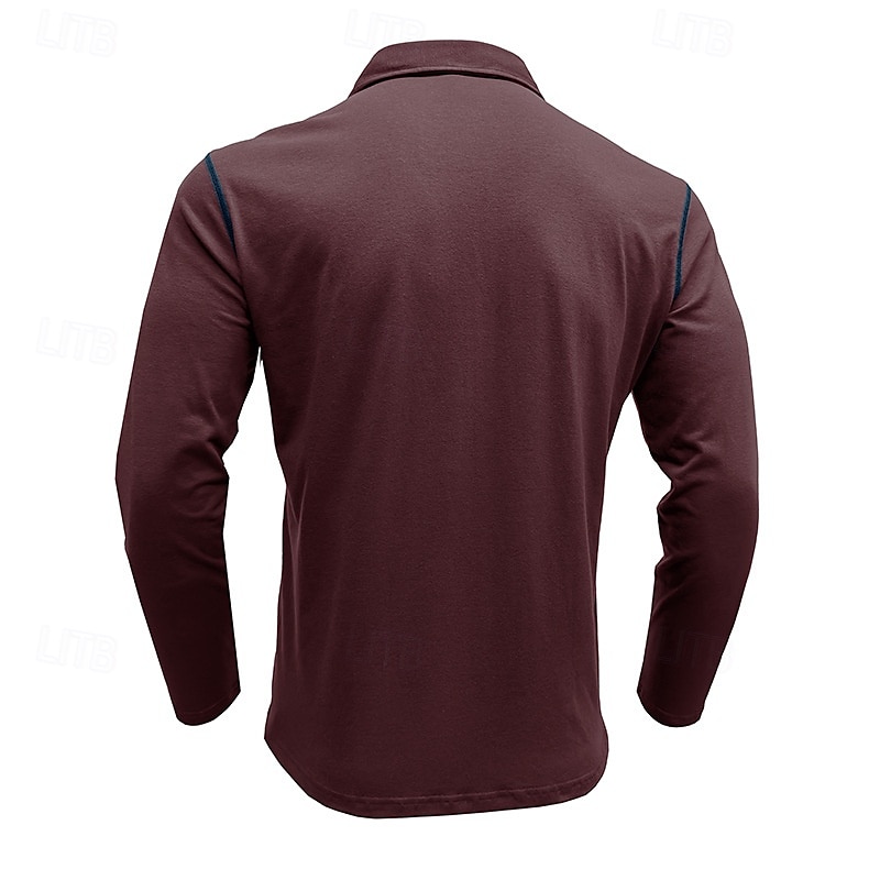 Herren Golfhemd Golfpolo Arbeit Casual Kargen Langarm Basic Modern Farbblock Patchwork Taste Frühling & Herbst Regular Fit Wein Schwarz Armeegrün Königliches Blau Dunkelgrau Braun Golfhemd 2025 - $21.99 –P3