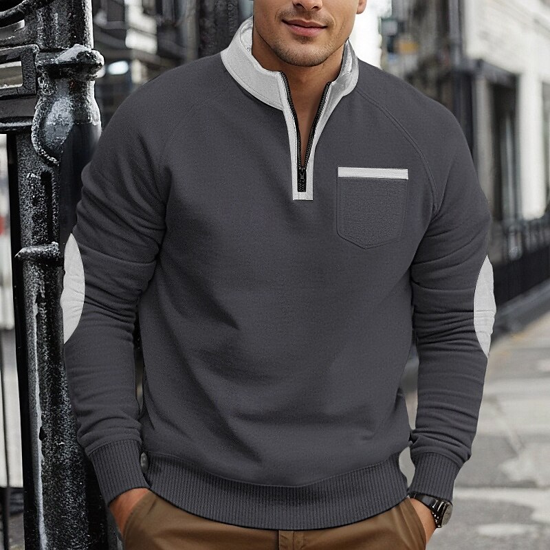 Per uomo Felpa con zip Compatto Nero Vino Blu marino Grigio chiaro Grigio scuro Colletto Mao mezza cerniera Color Block Tasche Ufficio Sportivo Informale Streetwear Essenziale Informale Primavera del 2025 a $27.99 –P6