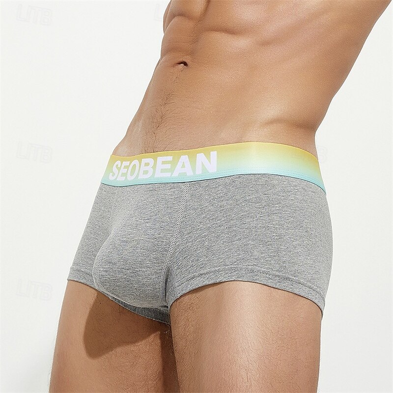 Men's 1 PCS Boxers Underwear Boxer Shorts 90% Cotton Breathable Soft Comfortable Color Block Letter Mid Rise Black White 2025 - $10.49 –P13