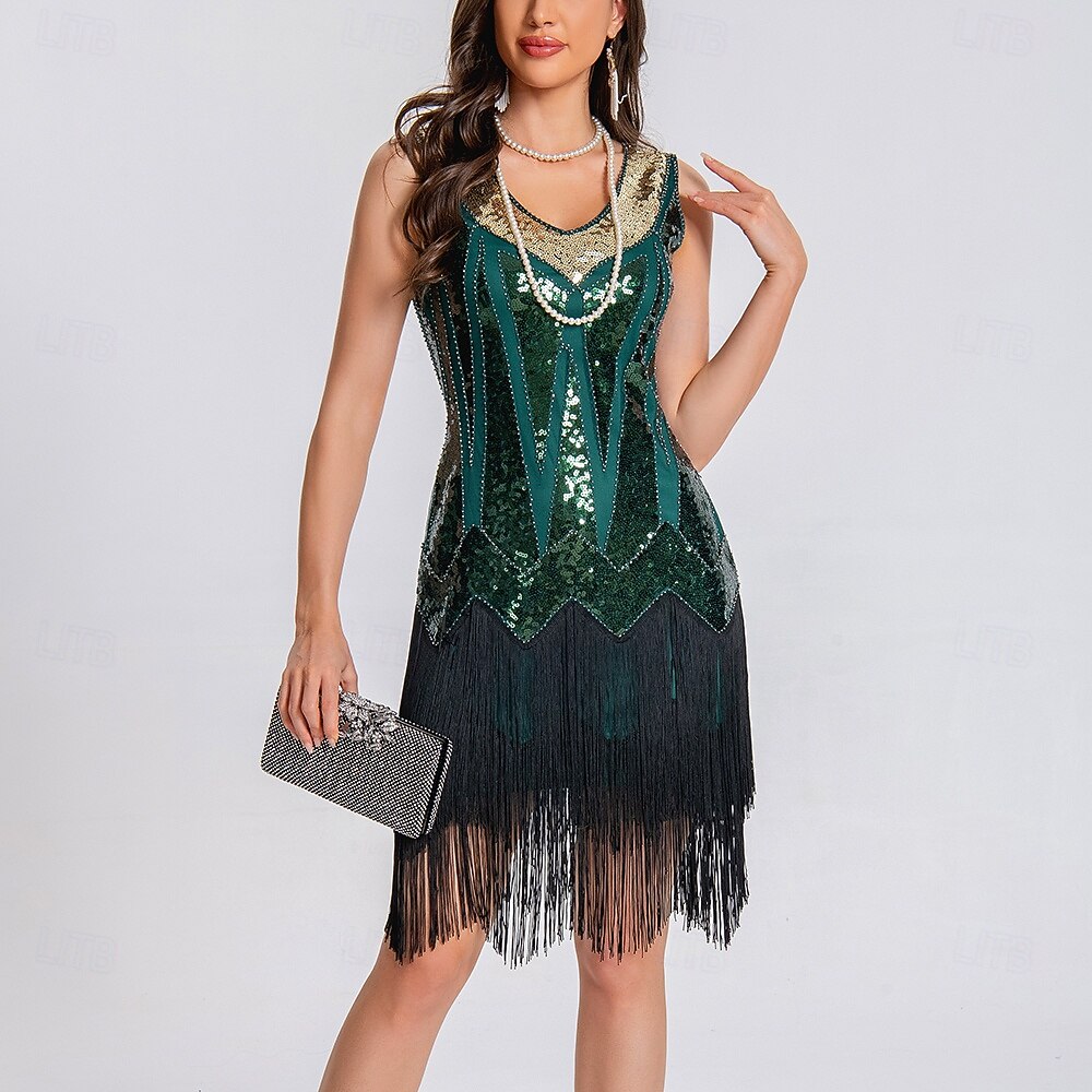Danse latine Robe Paillettes Gland Fantaisie Femme Utilisation Entraînement Sans Manches Taille haute Polyester de 2025 ? $56.99 –P1