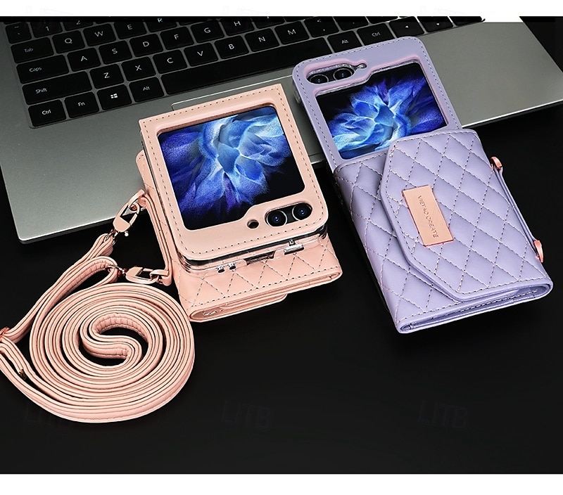 телефон Кейс для Назначение SSamsung Galaxy Z-флип 6 Z Flip 5 Z Flip 4 Z Flip 3 Кошелек для карт с ремешком Разъем для карты Защита от удара Ретро Настоящая кожа ТПУ 2025 - $30.99 –P15