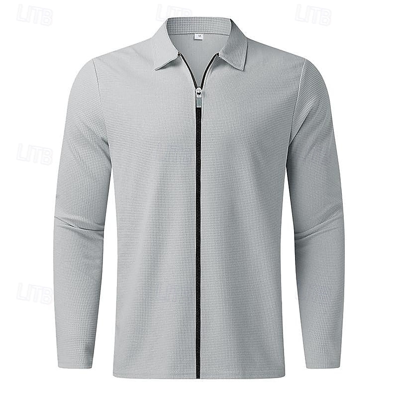 Homens jaqueta leve Jaqueta Waffle Jaqueta de Camisa Formal Casa Bolsos Primavera Outono Côr Sólida Ativo Neutra Colarinho de Camisa Padrão Tecido Waffle Branco Azul Cinzento Casaco de 2025 por $42.99 –P8