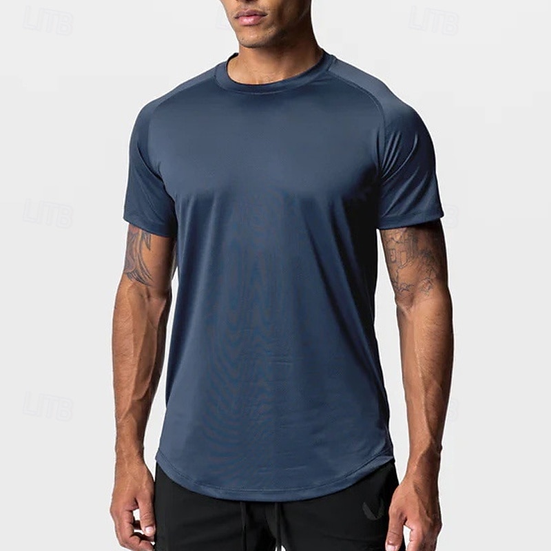 Муж. Футболка для бега Спортивная рубашка С короткими рукавами Футболка Футболка Повседневные Одежда для спорта и отдыха Однотонный Быстровысыхающий Мягкий Дышащий 2026 - $16.49 –P12
