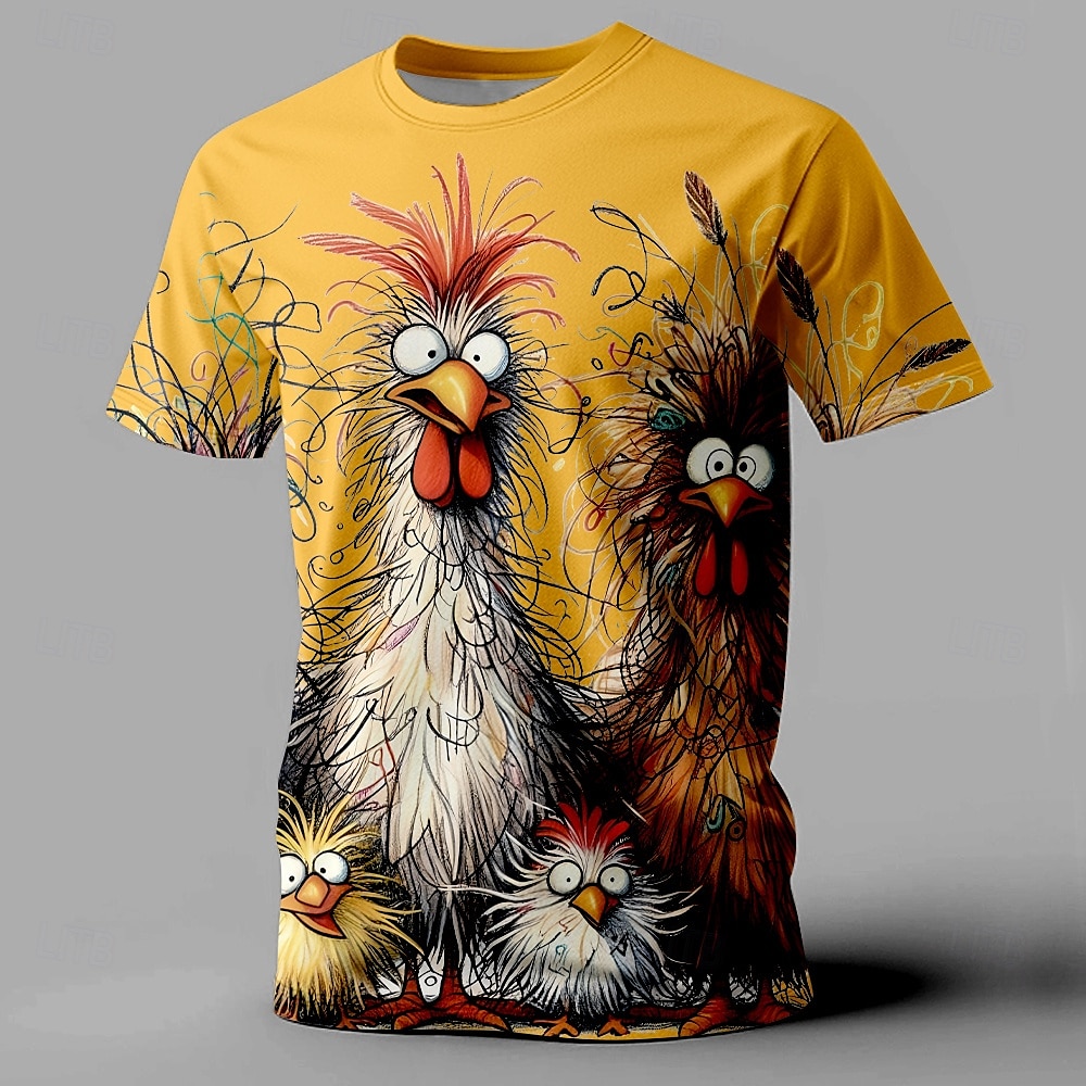 Men's Rooster Funny T shirt Short Sleeve T shirt 3D Print Crew Neck Shirt Retro Vintage Casual Street Style Sports Outdoor Holiday Going out Black White Yellow Spring & Summer Clothing Apparel S M L 2025 - $18.49 –P6