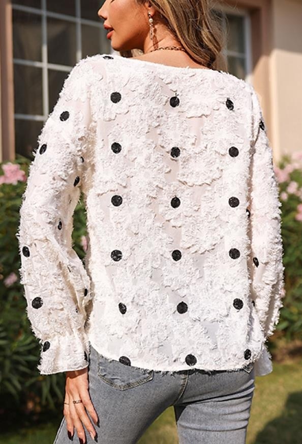 Women's Blouse Stylish Modern Ruffle Long Sleeve Regular Tops Crew Neck Work Daily White Spring Fall Winter 2025 - $26.99 –P2
