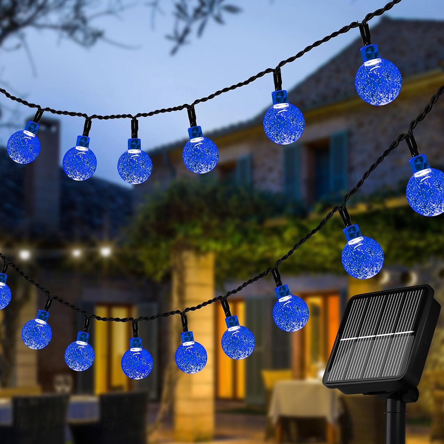 אורות מחרוזת סולארית עבור חוץ 12 מטר 100 led קריסטל אורות גלובוס עם 8 מצבים אורות מחרוזת שמש חיצונית עמיד למים לגינה עץ פטיו מסיבת מסיבת חג המולד קישוט 2025 - $21.99 –P3
