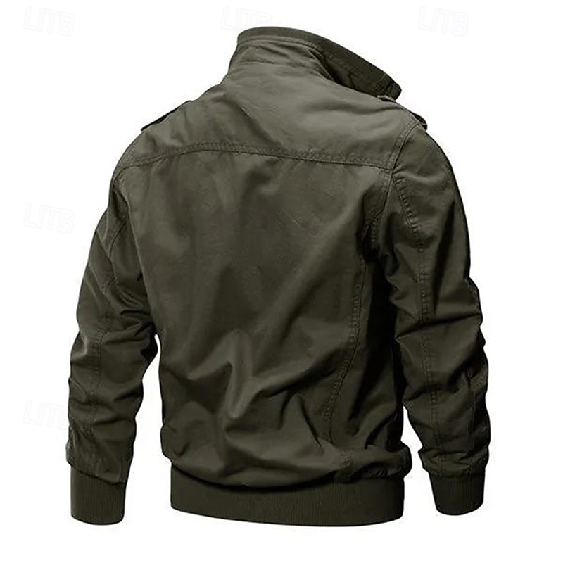 Herren Einsatzjacke übergangsjacke Ausgehen Tasche Ganzjahres Einfach Klassisch Revers Regulär Schwarz Khaki Armeegrün Jacken 2025 - $57.99 –P4